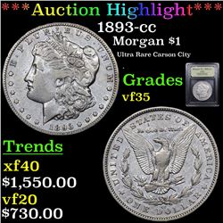 ***Auction Highlight*** 1893-cc Morgan Dollar $1 Graded vf++ By USCG (fc)