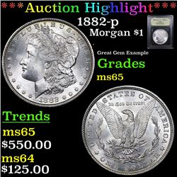 ***Auction Highlight*** 1882-p Morgan Dollar $1 Graded GEM Unc By USCG (fc)