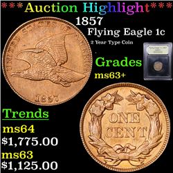 ***Auction Highlight*** 1857 Flying Eagle Cent 1c Graded Select+ Unc By USCG (fc)