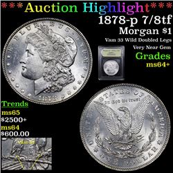 ***Auction Highlight*** 1878-p 7/8tf Morgan Dollar $1 Graded Choice+ Unc By USCG (fc)