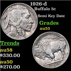 1926-d Buffalo Nickel 5c Grades Select AU