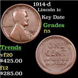 1914-d Lincoln Cent 1c Grades f+