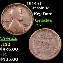 1914-d Lincoln Cent 1c Grades f+