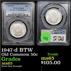 PCGS 1947-d BTW Old Commem Half Dollar 50c Graded ms65 By PCGS