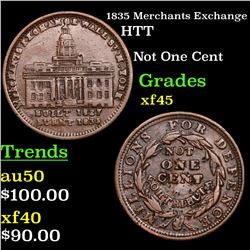 1835 Merchants Exchange Hard Times Token 1c Grades xf+