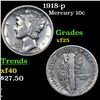 Image 1 : 1918-p Mercury Dime 10c Grades vf+