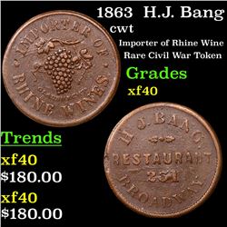 1863  H.J. Bang Civil War Token 1c Grades xf