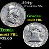 Image 1 : 1954-p Franklin Half Dollar 50c Grades Select Unc FBL