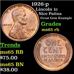 1926-p Lincoln Cent 1c Grades GEM Unc RB