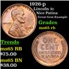Image 1 : 1926-p Lincoln Cent 1c Grades GEM Unc RB
