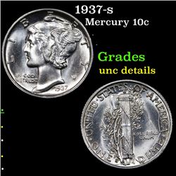 1937-s Mercury Dime 10c Grades Unc Details
