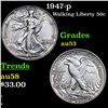Image 1 : 1947-p Walking Liberty Half Dollar 50c Grades Select AU