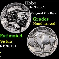 Hobo Buffalo Nickel 5c Grades Hand Carved