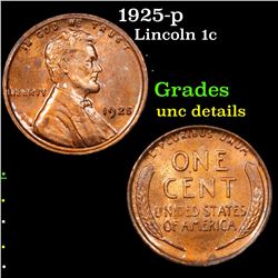 1925-p Lincoln Cent 1c Grades Unc Details