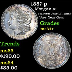 1887-p Morgan Dollar $1 Grades Choice+ Unc