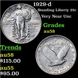 1929-d Standing Liberty Quarter 25c Grades Choice AU/BU Slider