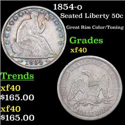 1854-o Seated Half Dollar 50c Grades xf