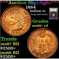 ***Auction Highlight*** 1884 Indian Cent 1c Graded GEM++ RD By USCG (fc)