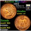 Image 1 : ***Auction Highlight*** 1884 Indian Cent 1c Graded GEM++ RD By USCG (fc)
