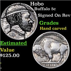 Hobo Buffalo Nickel 5c Grades Hand Carved