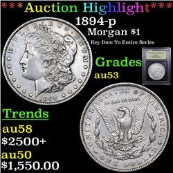 ***Auction Highlight*** 1894-p Morgan Dollar $1 Graded Select AU By USCG (fc)