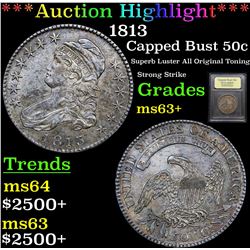***Auction Highlight*** 1813 Capped Bust Half Dollar 50c Graded Select+ Unc By USCG (fc)