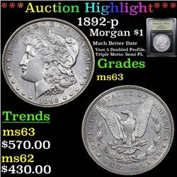 ***Auction Highlight*** 1892-p Morgan Dollar $1 Graded Select Unc By USCG (fc)