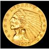Image 2 : 1908-p Gold Indian Quarter Eagle $2 1/2 Grades Choice AU/BU Slider
