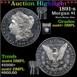 ***Auction Highlight*** 1891-s Morgan Dollar $1 Graded Select Unc+ DMPL By USCG (fc)