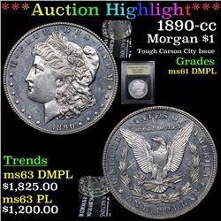 ***Auction Highlight*** 1890-cc Morgan Dollar $1 Graded Unc Details DMPL By USCG (fc)