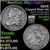 Image 1 : ***Auction Highlight*** 1834 Capped Bust Dime 10c Graded Select Unc By USCG (fc)