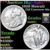 Image 1 : ***Auction Highlight*** 1928 Hawaii Old Commem Half Dollar 50c Graded GEM+ Unc By USCG (fc)