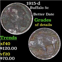 1915-d Buffalo Nickel 5c Grades xf details