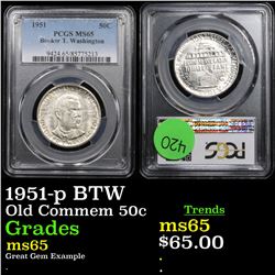 PCGS 1951-p BTW Old Commem Half Dollar 50c Graded ms65 By PCGS