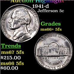 1941-d Jefferson Nickel 5c Grades GEM++ 5fs