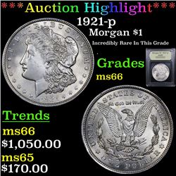 ***Auction Highlight*** 1921-p Morgan Dollar $1 Graded GEM+ Unc By USCG (fc)