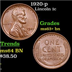 1920-p Lincoln Cent 1c Grades Select+ Unc BN
