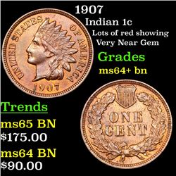 1907 Indian Cent 1c Grades Choice+ Unc BN