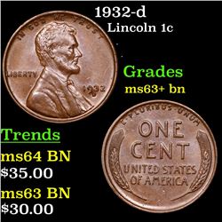 1932-d Lincoln Cent 1c Grades Select+ Unc BN