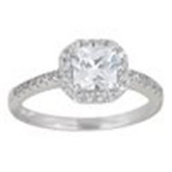 Sterling Silver MM Princess Cut Engagement Ring Size 7