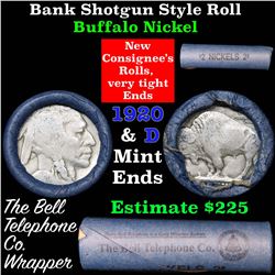 Buffalo Nickel Shotgun Roll in Old Bank Style 'Bell Telephone'  Wrapper 1920 & d Mint Ends