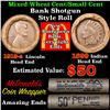 Image 1 : Mixed small cents 1c orig shotgun roll, 1919-s Wheat Cent, 1899 Indian Cent other end