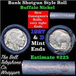 Buffalo Nickel Shotgun Roll in Old Bank Style 'Bell Telephone'  Wrapper 1927 & d Mint Ends