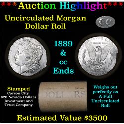 ***Auction Highlight*** 1889 & CC Uncirculated Morgan Dollar Shotgun Roll (fc)