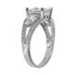Sterling Silver mm Princess Cut 3 Stone Ring Size 8