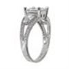 Image 1 : Sterling Silver mm Princess Cut 3 Stone Ring Size 8