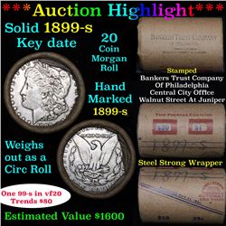 ***Auction Highlight*** Full solid date 1899-s Morgan silver dollar roll, 20 coins (fc)