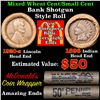 Image 1 : Mixed small cents 1c orig shotgun roll, 1920-s Wheat Cent, 1896 Indian Cent other end