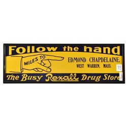 Rexall Drugs Framed Tin Sign