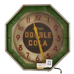 Double Cola Soda Advertising Neon Clock